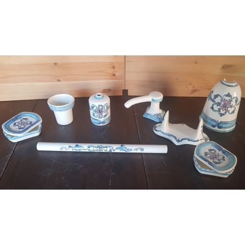 Bathroom accessories set. handpainted Vietri ceramic