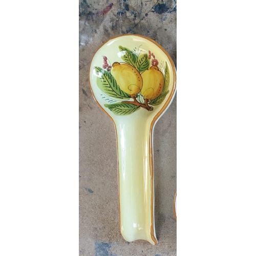 Poggia mestolo ROMA decoro limoni. Ceramica di Vietri dipinta mano