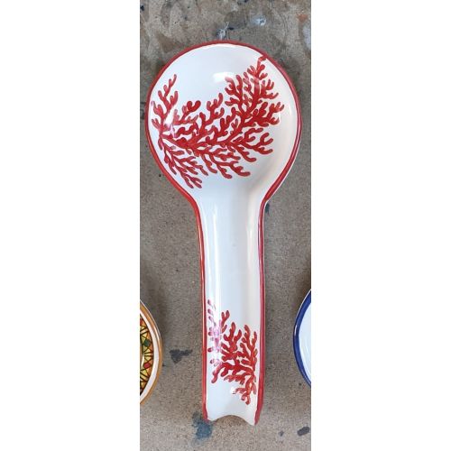 Spoon rest ROMA Coral line. handpainted Vietri ceramic
