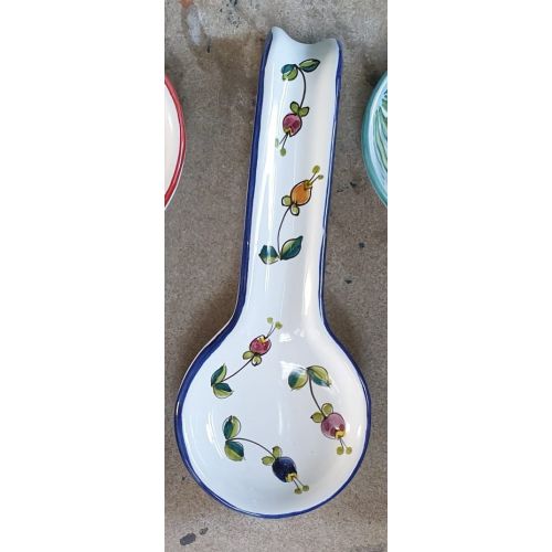 Cucharón de apoyo ROMA línea de flores campanas. Cerámica Vietri pintada a mano