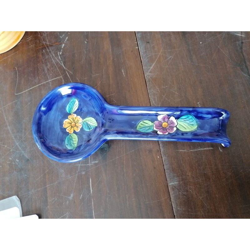 Spoon rest ROMA blue flower line. handpainted...