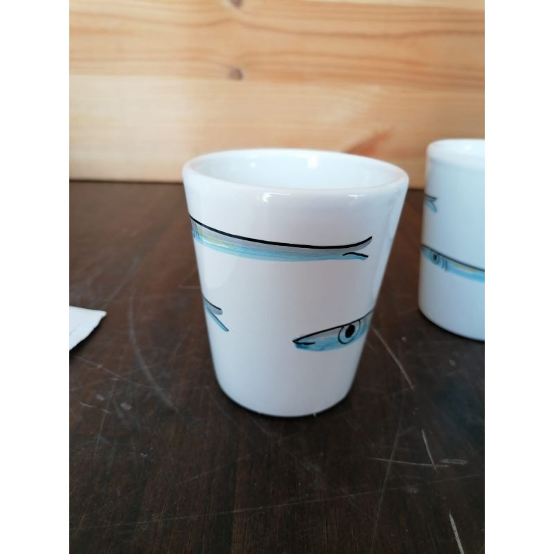 Bicchiere linea sardine, dipinti a mano in...