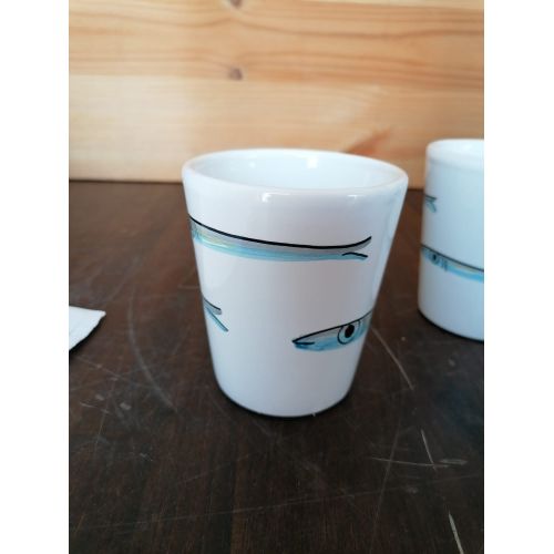Glass. Sardines Line. Vietri Ceramic. Hand-Painted.