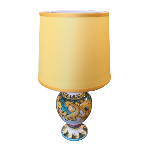 Lume linea barocco verde ramina. Ceramica di Vietri dipinta a mano.