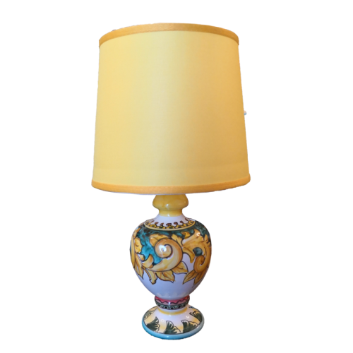 Lume linea barocco verde ramina. Ceramica di Vietri dipinta a mano.