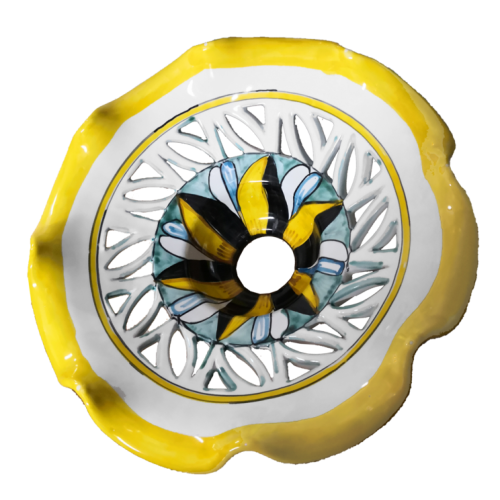 wavy edge chandelier. handpainted Vietri ceramic.