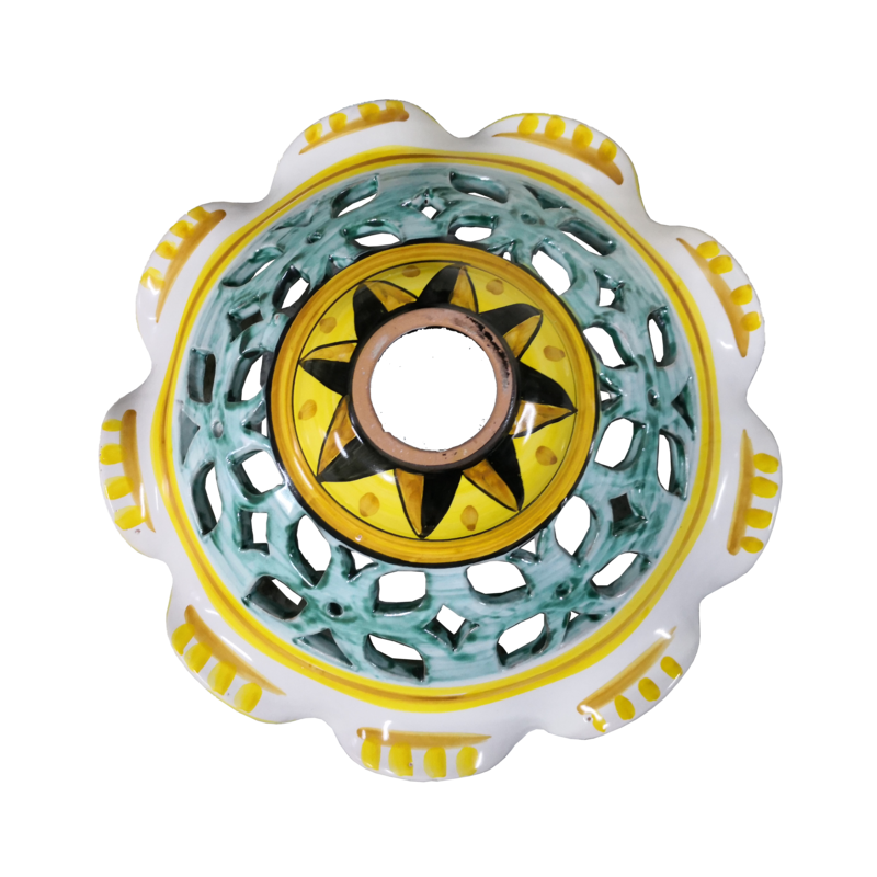 wavy edge chandelier. handpainted Vietri ceramic.