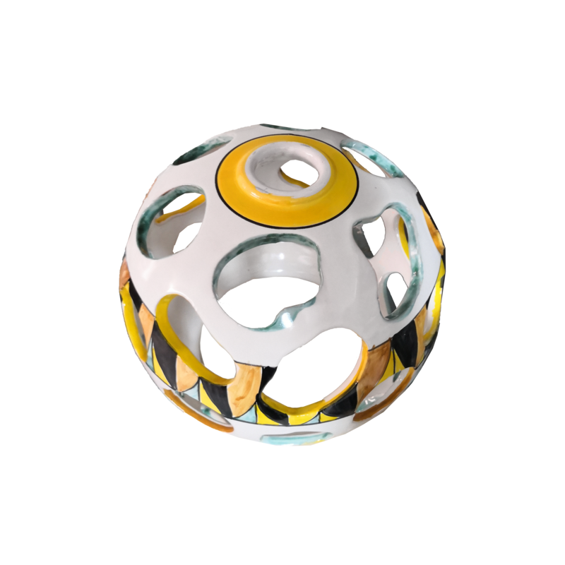 Lampadario sferico traforato. Ceramica di...