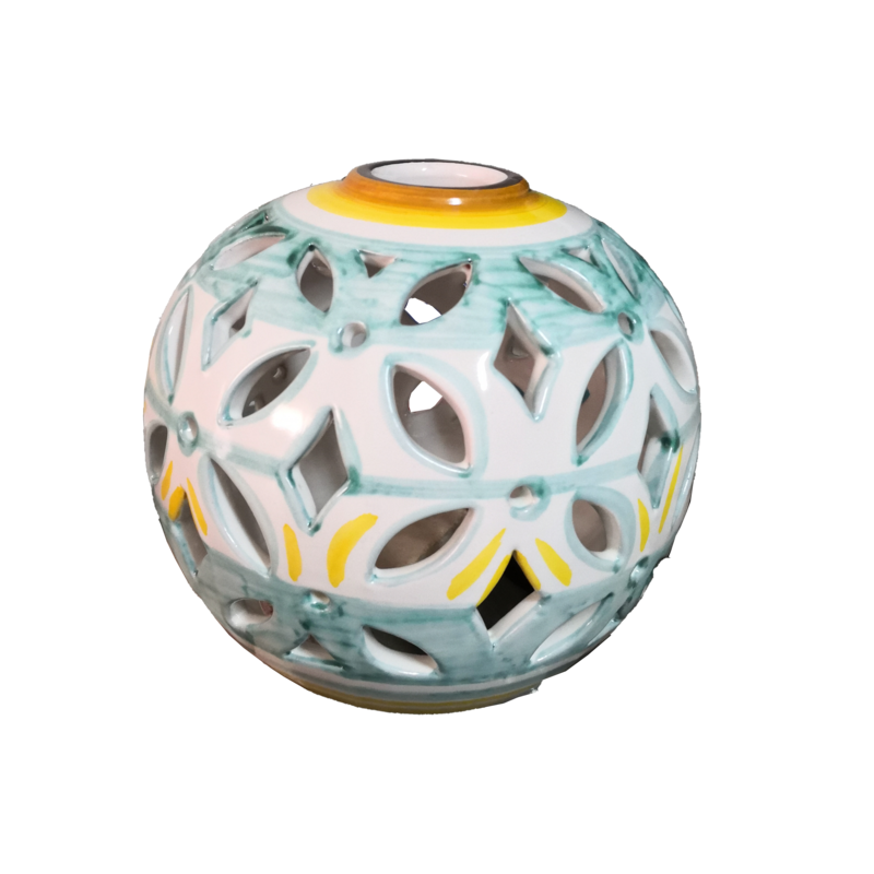 Chandelier spherical. handpainted Vietri ceramic.