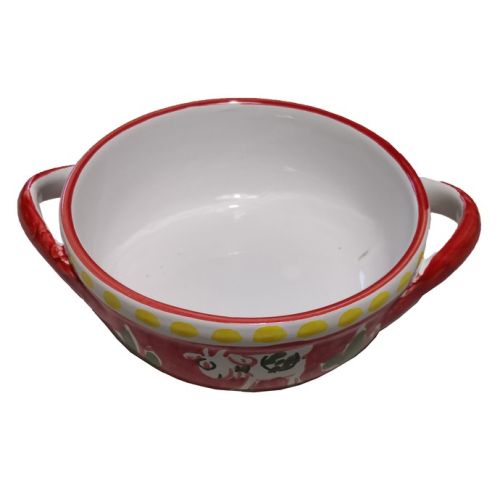 Horno terrina línea animal Vaca fondo rojo Vietri Ceramics 2