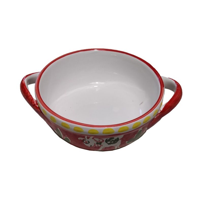 Oven pan animals line red cow. handpainted...