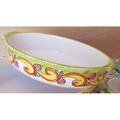 Terrina teglia tegame da forno linea barocco fondo verde....