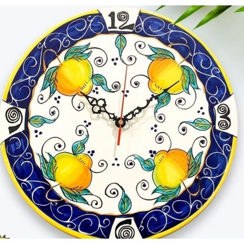 Reloj de pared. Línea Limones. Cerámica de Vietri. Pintado a mano.