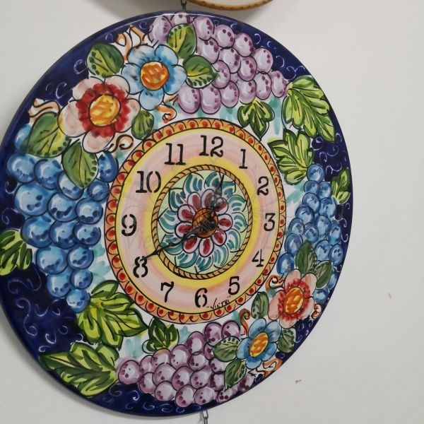 Reloj de cerámica para cocina con decoraciones frutales