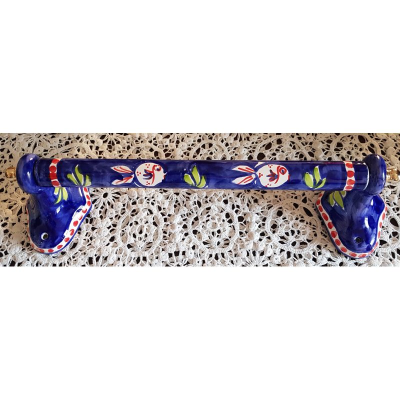 Towel Holder little fish blue. handpainted...
