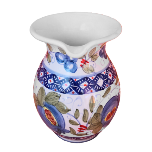 Pitcher white  Background pomegranate. handpainted Vietri ceramic