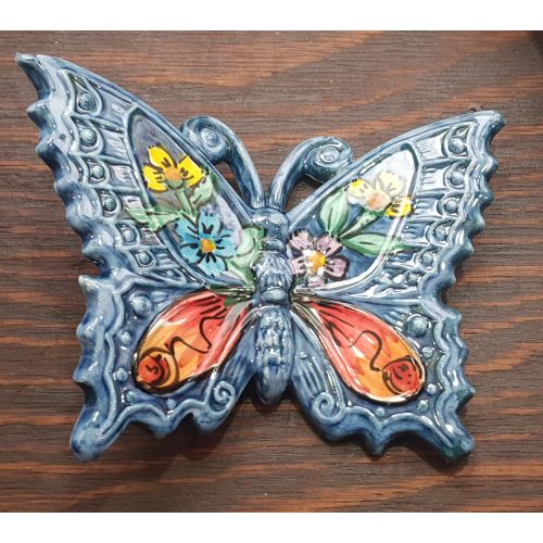 Butterfly Blue Background handpainted Vietri ceramic