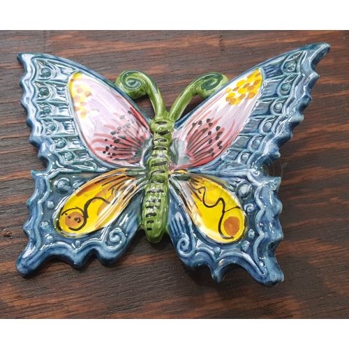 Butterfly Blue Background handpainted Vietri ceramic