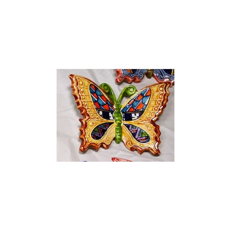 Fondo amarillo mariposa en cerámica Vietri pintada a mano. Disponible en diferentes tamaños