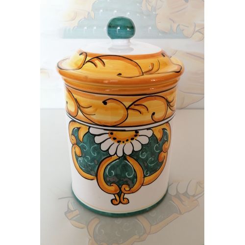 Barattolo Personalizzabile per spezie linea barocco margherita. Ceramica di Vietri dipinta a mano.