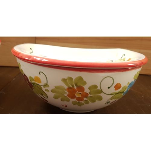 Mozzarella Cheese Pot spring line red - handpainted Vietri ceramic