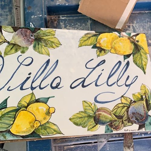 Customizable rectangular plaque. Lemon line. Vietri...