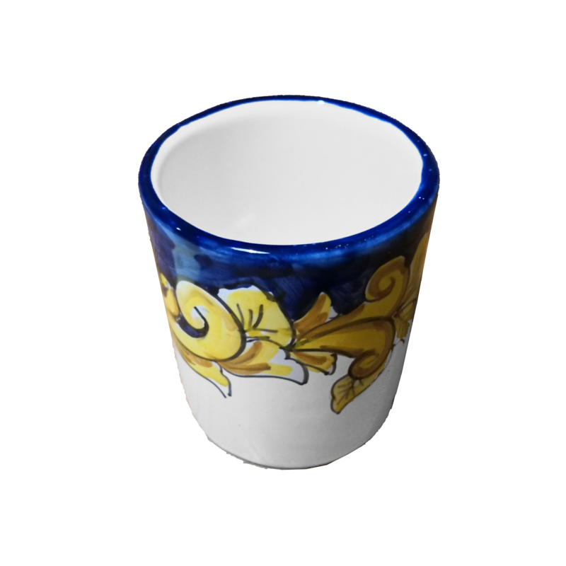 Bicchiere linea barocco bordo blu, dipinti a...