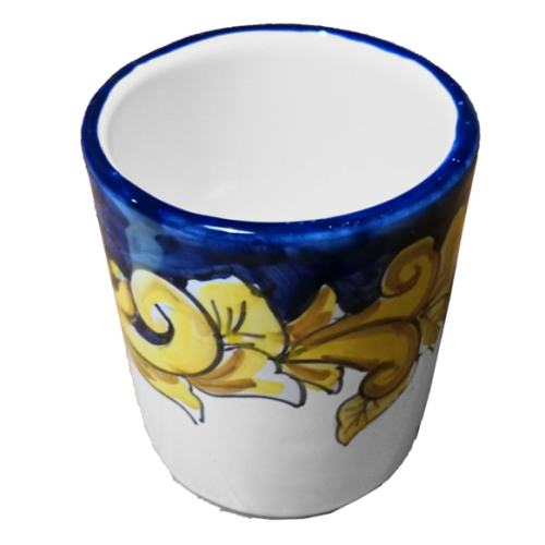 Cristal barroco línea borde azul, pintado a mano en ceramica vietrese.