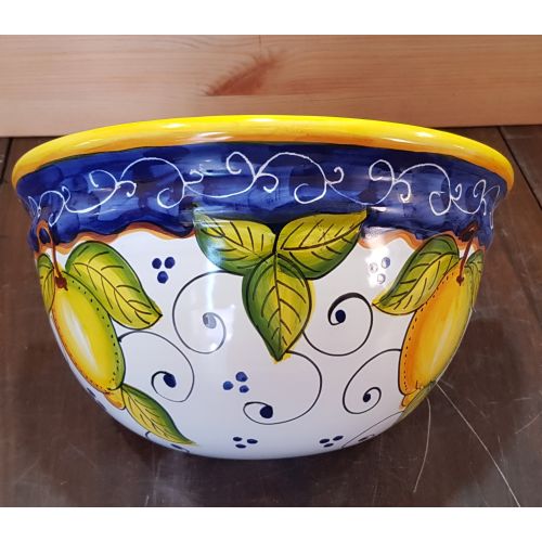 Plant basket wall mount white  Background Lemons Line. handpainted Vietri ceramic