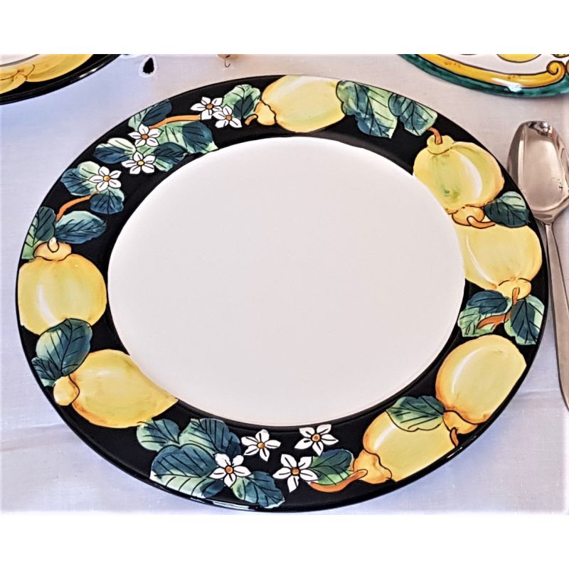 Smooth rim plate, Lemons & Orange Blossoms. Vietri ceramic. Flat, soup, dessert or charger plate