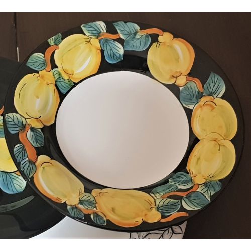 Teller. Top-Linie. Zitronen und Orangenblüten. Glatter Rand. Vietri-Keramik. Speise-, Suppen-, Dessert- oder Platzteller.