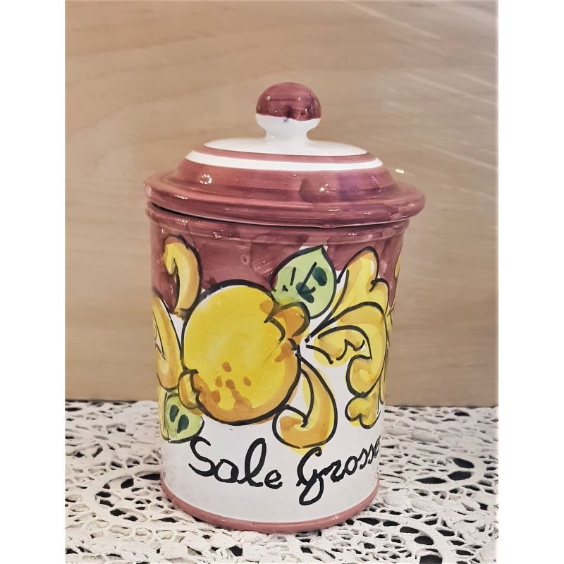 Barattolo personalizzabile linea limoni colorati. Ceramica di Vietri dipinta a mano.