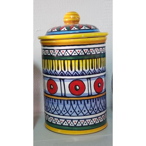 Barattolo Personalizzabile linea geometrico. Ceramica di Vietri dipinta a mano.