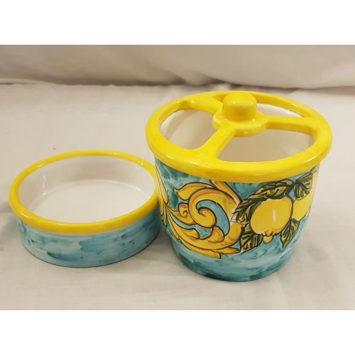 Escurre Cubiertos. Colección Barroco y Limones. Cerámica de Vietri Pintada a Mano.