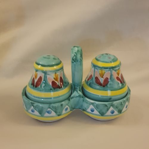 Set sale pepe fondo verde. Ceramica di Vietri dipinta a mano