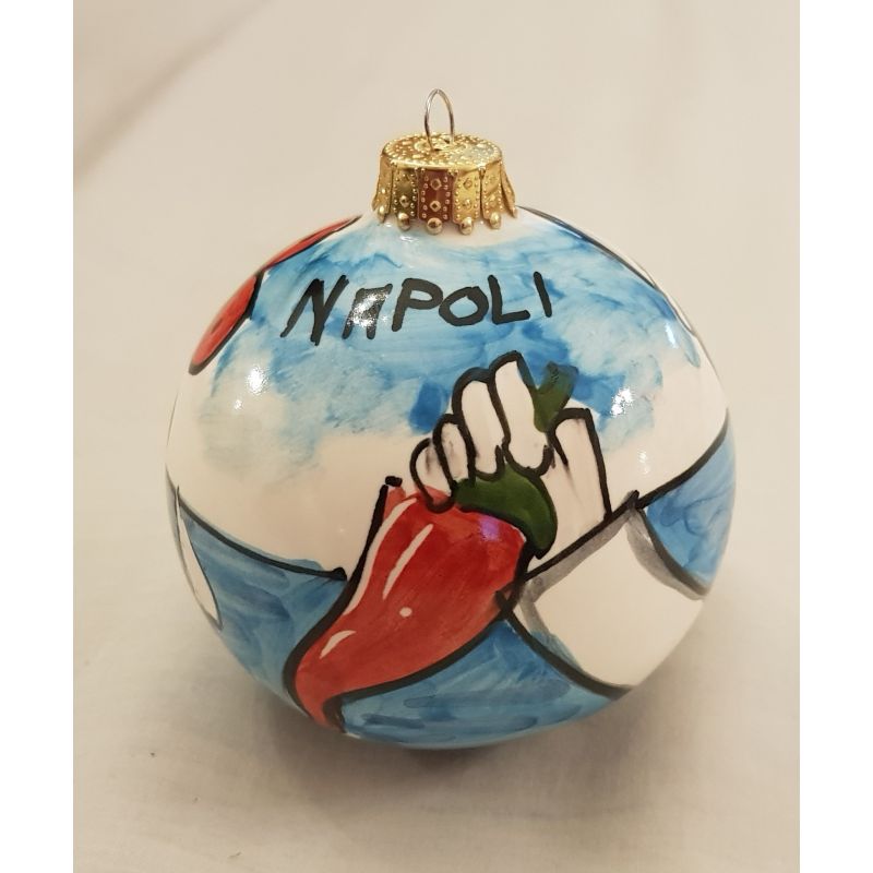 Pallina di natale pulcinella. Ceramica di vietri dipinta a mano.