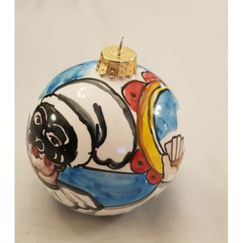 Bola de Navidad de Pulcinella. Cerámica vietri pintada a mano.