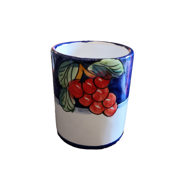 Bicchiere linea Fruttina fondo blu, dipinti a...