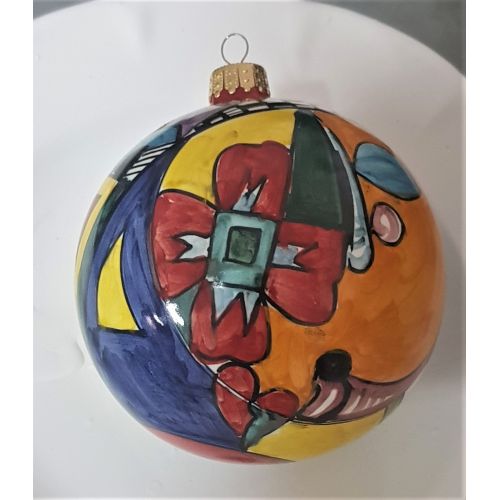 Decoración abstracta de bolas de Navidad. Cerámica vietri pintada a mano.