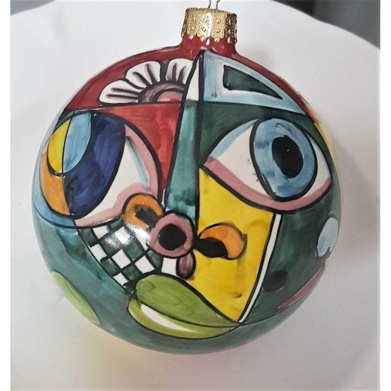 Pallina di natale decoro astratto. Ceramica di vietri dipinta a mano.