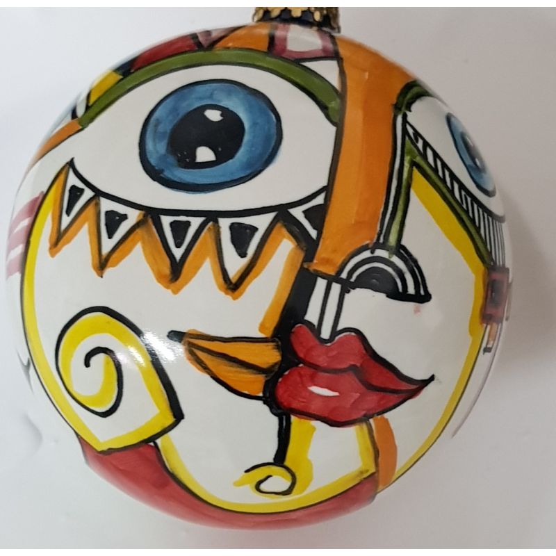 Pallina di natale decoro astratto. Ceramica di vietri dipinta a mano.