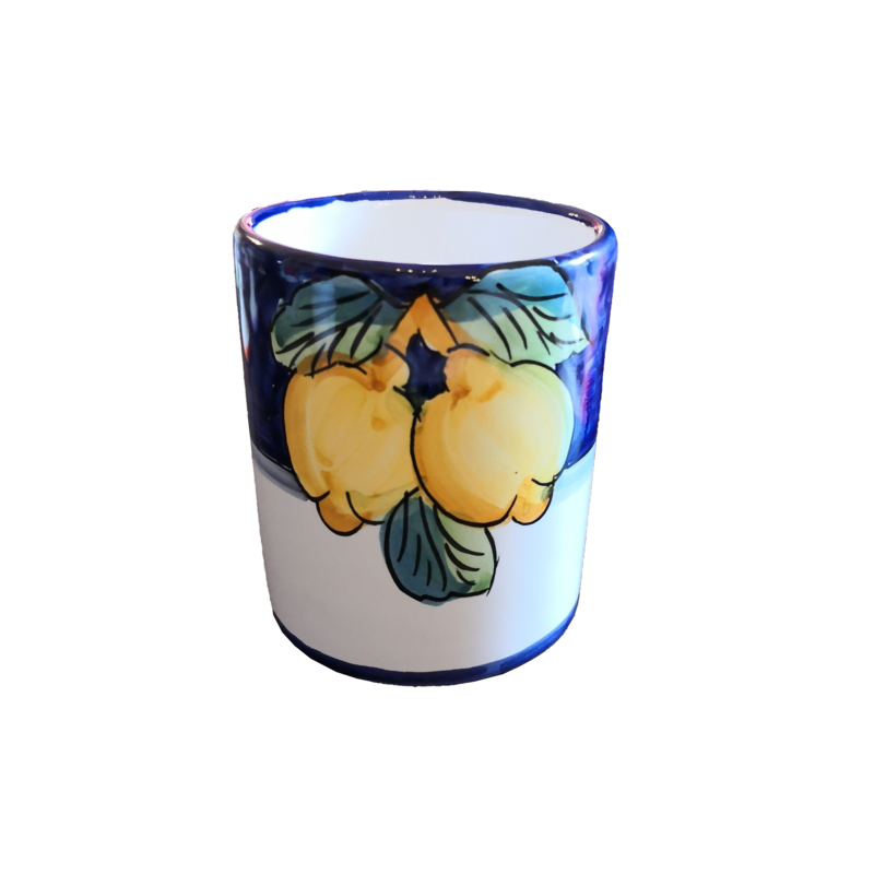 Bicchiere linea Fruttina fondo blu, dipinti a...