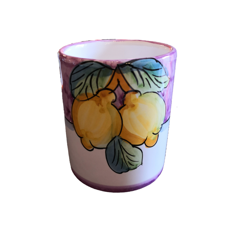 Bicchiere linea Fruttina fondo rosa, dipinti a...