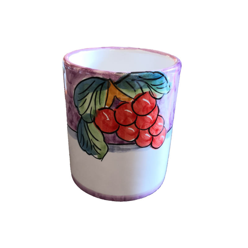 Bicchiere linea Fruttina fondo rosa, dipinti a...