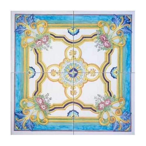 Mattonelle - piastrelle quadrate in ceramica vietrese dipinta a mano.