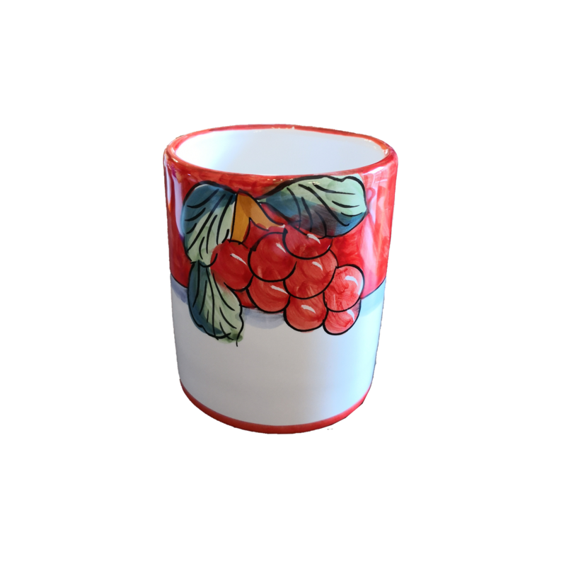 Bicchiere linea Fruttina fondo rosso, dipinti a...