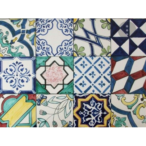 Mattonelle - piastrelle quadrate in ceramica vietrese dipinta a mano.
