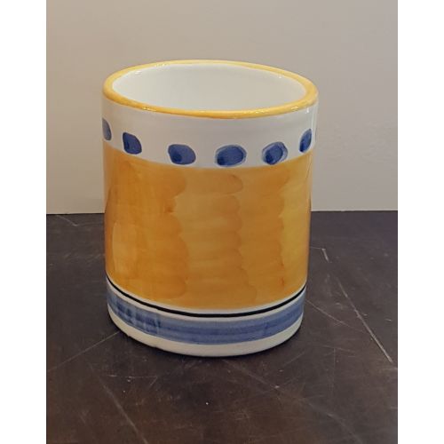 glass brushed line yellow. handpainted Vietri ceramic