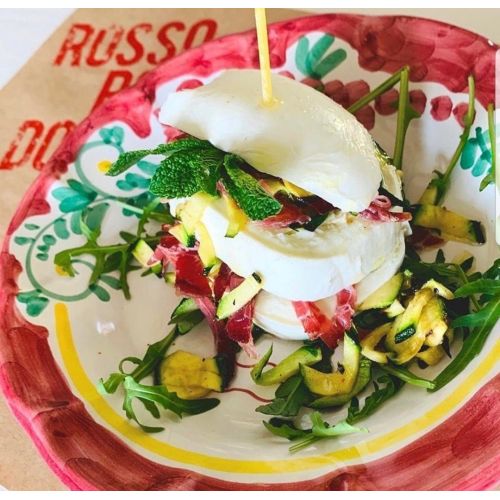 Restaurant Line - handpainted Vietri ceramic. Available soups, dinner, fruit/dessert, placemats, serving dishes.