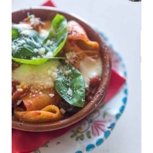 Restaurant Line - handpainted Vietri ceramic. Available soups, dinner, fruit/dessert, placemats, serving dishes.